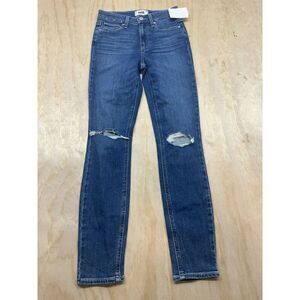 Paige Hoxton Ankle Blue Medium Wash Mid Rise Casual Stretch Casual Fall Size 24